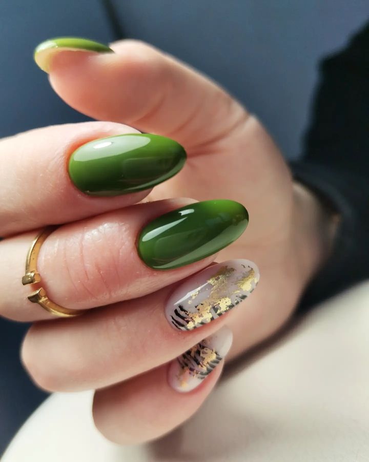 paznokcie jesienne zielone