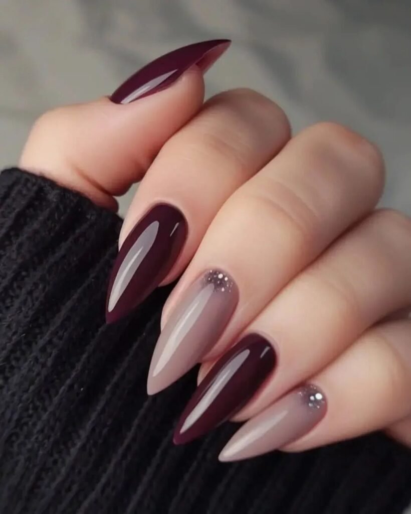 manicure bordowe