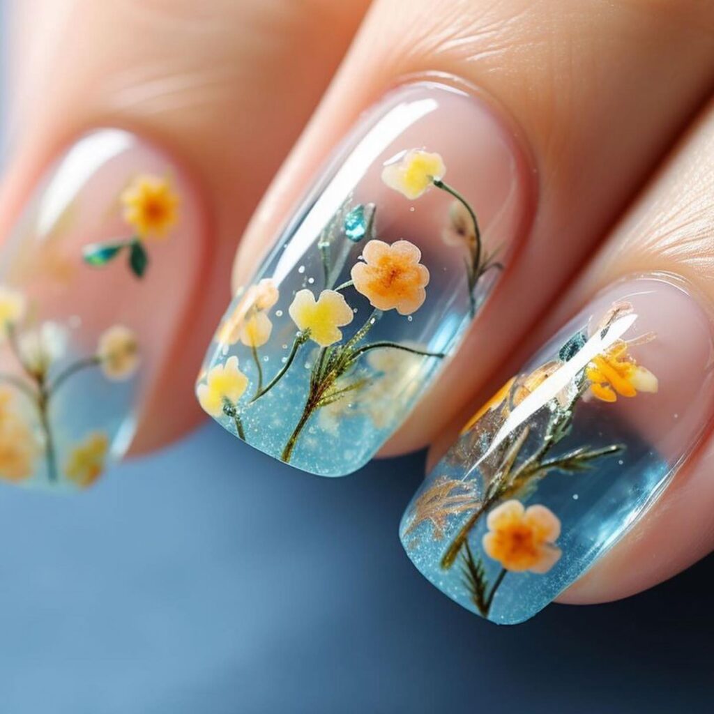 kwiaty na paznokciach