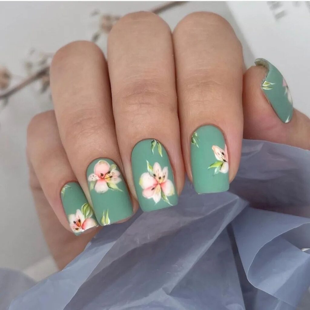 paznokcie wiosenne kwiaty