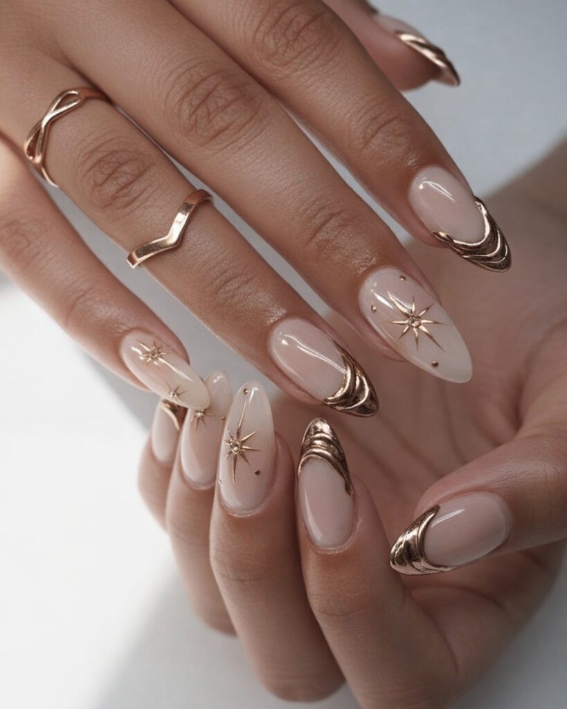 nude chrome nails