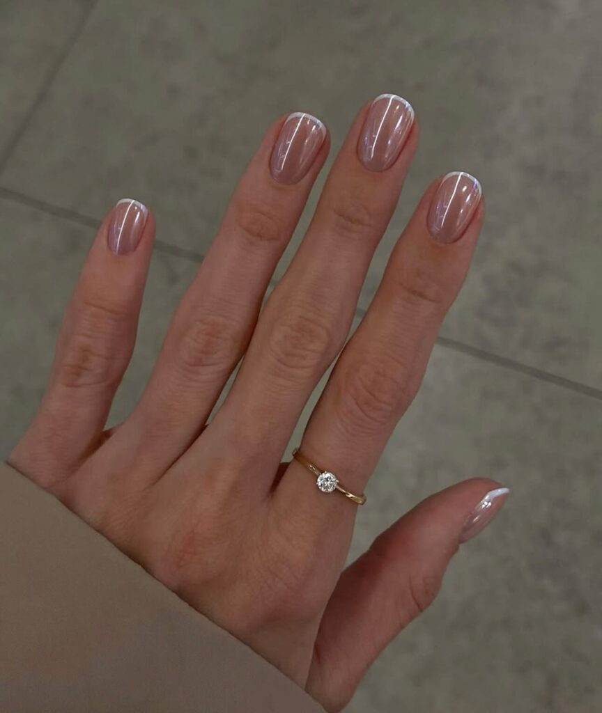 nude chrome nails