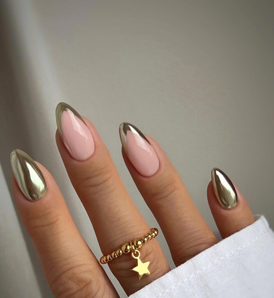 gold chrome nails