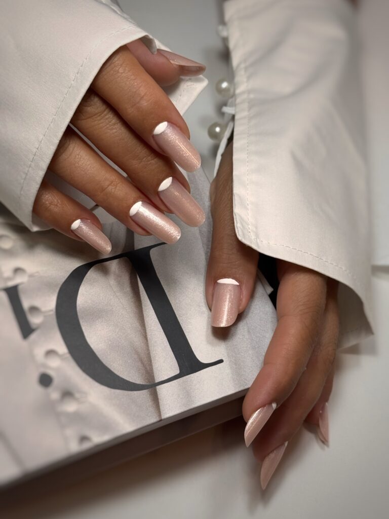 Milky nude nails