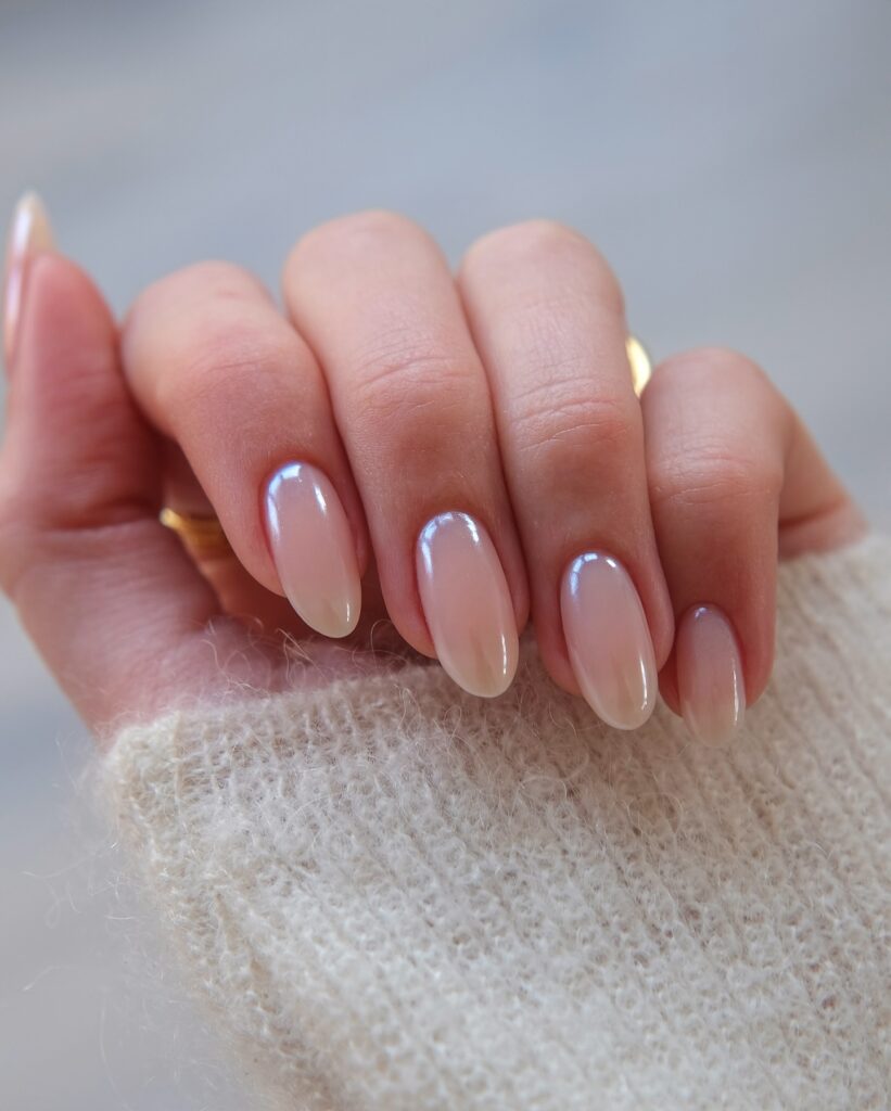 milky glazed nails