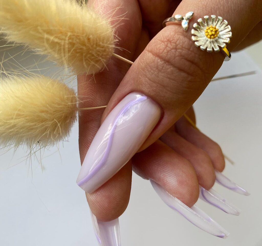 milky nails coffin